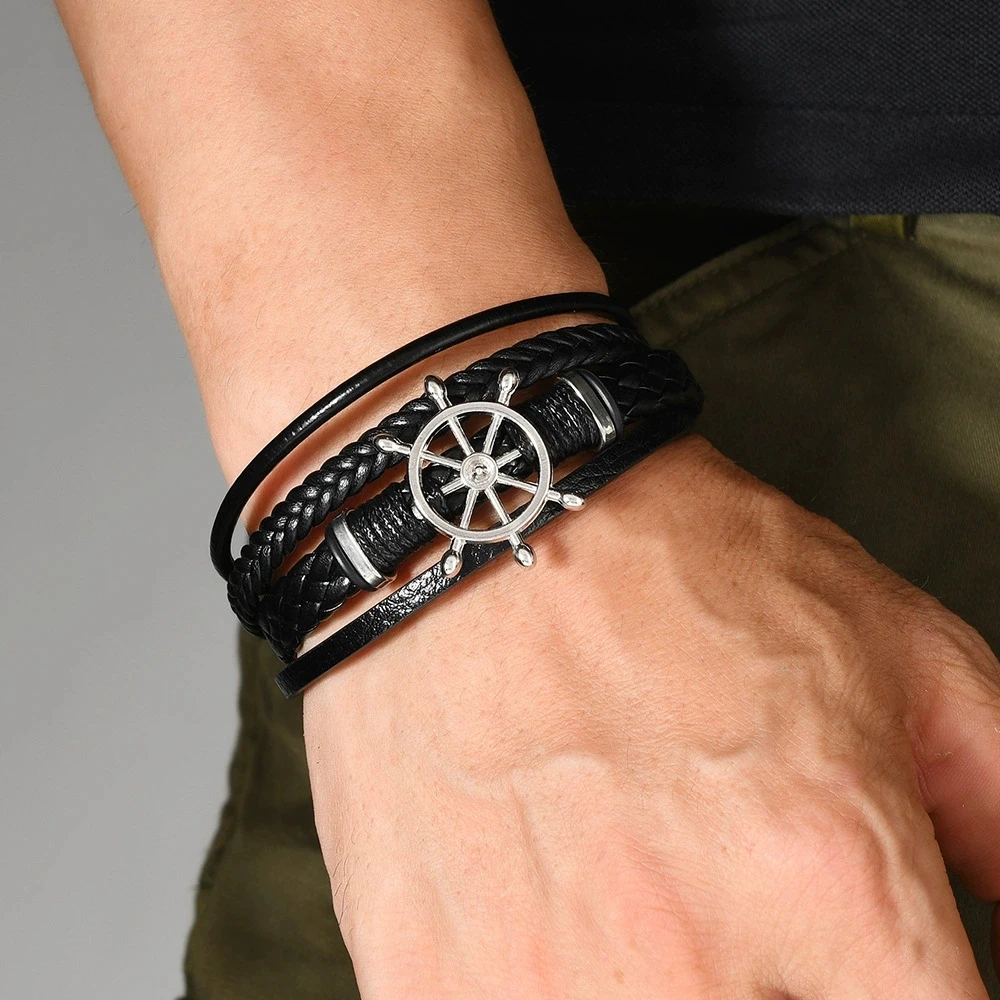 Bracelet en cuir tressé multic - Vintage Fashion Wheel avis et prix