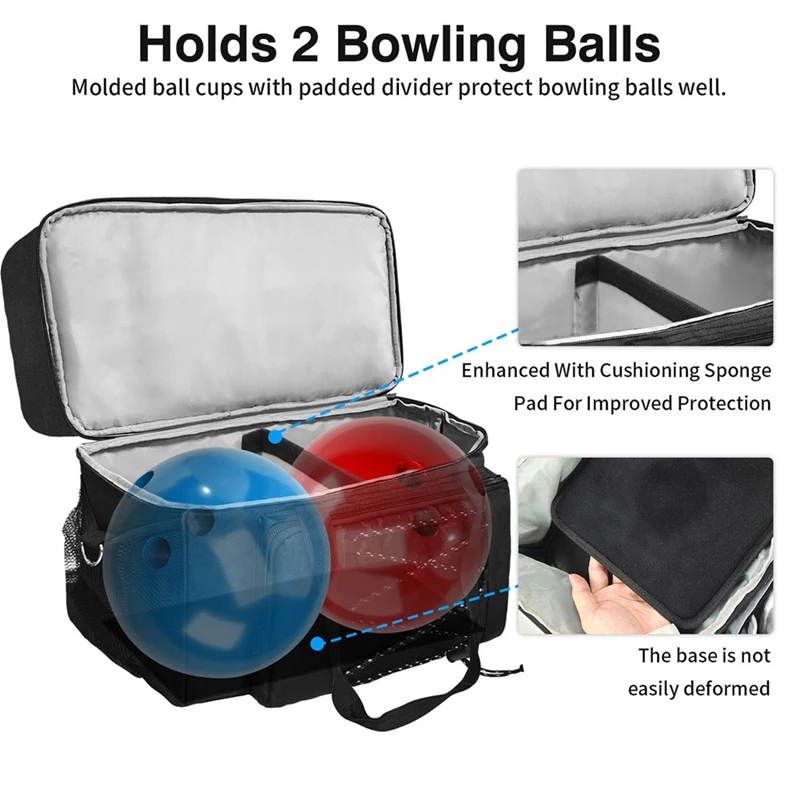 Bowling Ball Bag Bowling Tote Bag Bowlingball Holder With Padded Compartments Extra Space For 1 Single Pair Of Bowling