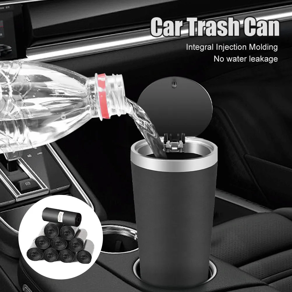 Car Garbage Can Press Type Car Trash Can Cup Holder Leakproof Waterproof Rubbish Bin With Lid Auto Interior Accessories