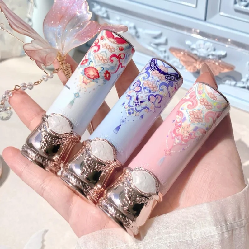 Flor sabe mariposa nube hombro lápiz labial sólido brillo de labios no pegajoso no se decolora estudiante estilo nacional antiguo