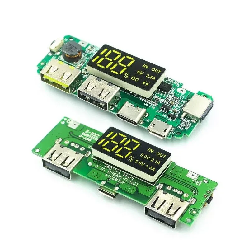 1~100Pcs 18650 Lithium Battery Digital Display Charging Module With Display Boost Module 5V2.4A 2A 1A Dual USB Output