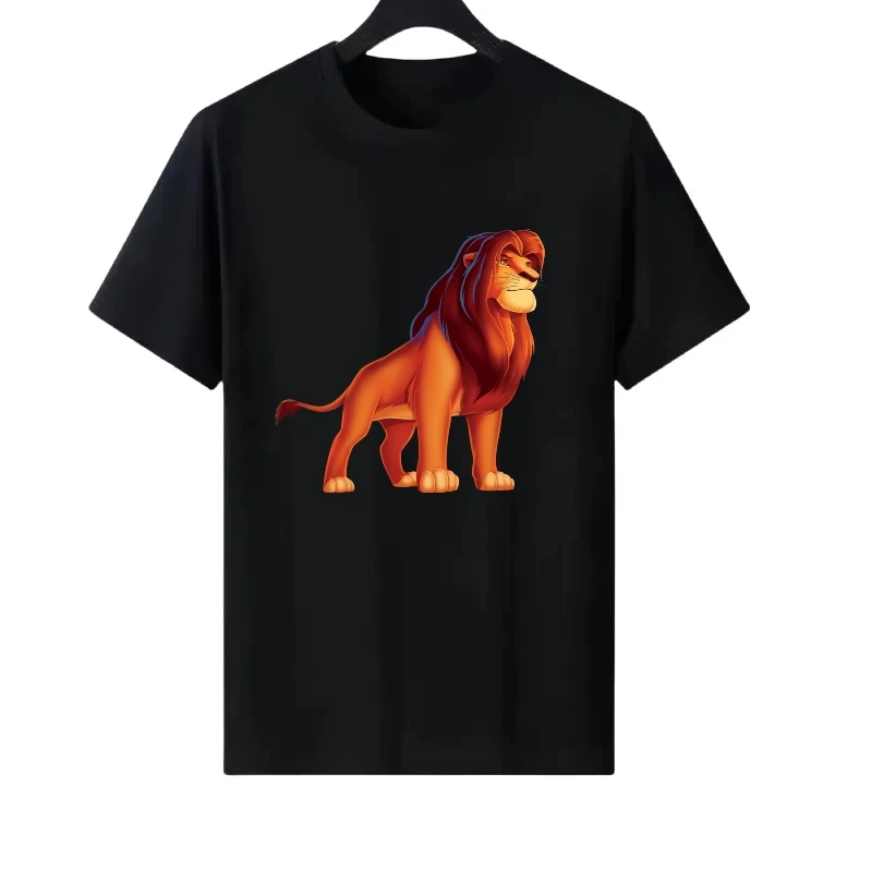 

Disney The Lion King Pattern Woman Sporty Parent-child Clothing Loose Tops Ladies Cheap Short Sleeves T-Shirt Men Sweatshirts