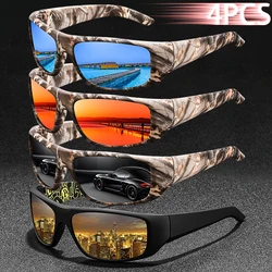 4PCS Fashion Vintage Pattern Fishing Cycling Sports Sunglasses Men Women Running Mountaineering Sport Man Sun Glasses