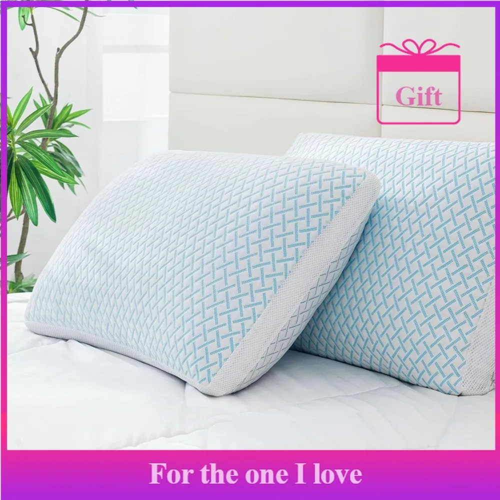

Cool and soft memory foam pillow, queen size, 2-pack, adjustable, hypoallergenic, hotel quality pillow.