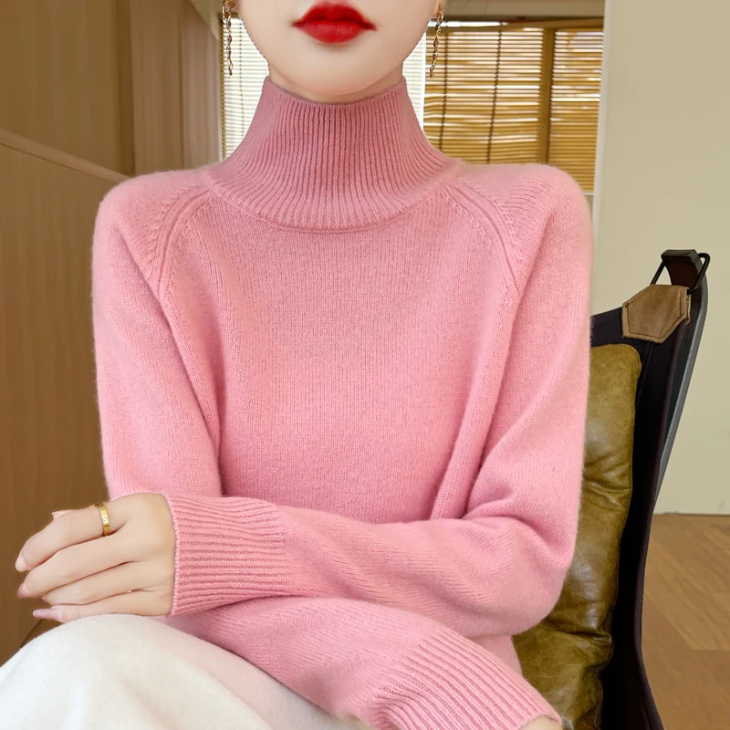 

Fall/Winter 2024 New turtle neck Women's Sweater Loose Wear Korean Stand-up Bottom Shirt Long-sleeved Knitwear