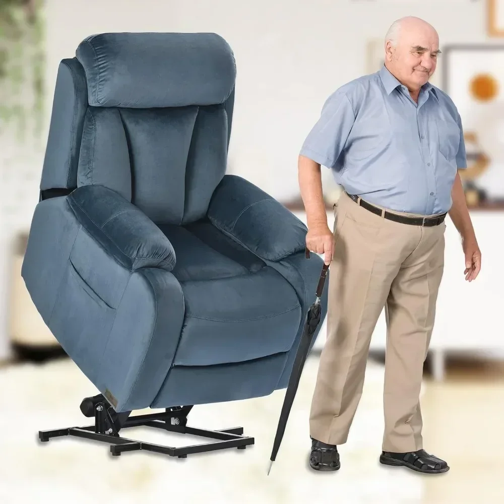 Sofás reclinables, silla elevadora eléctrica para personas mayores, sillón reclinable con bolsillo lateral remoto, sillas elevadoras eléctricas de terciopelo