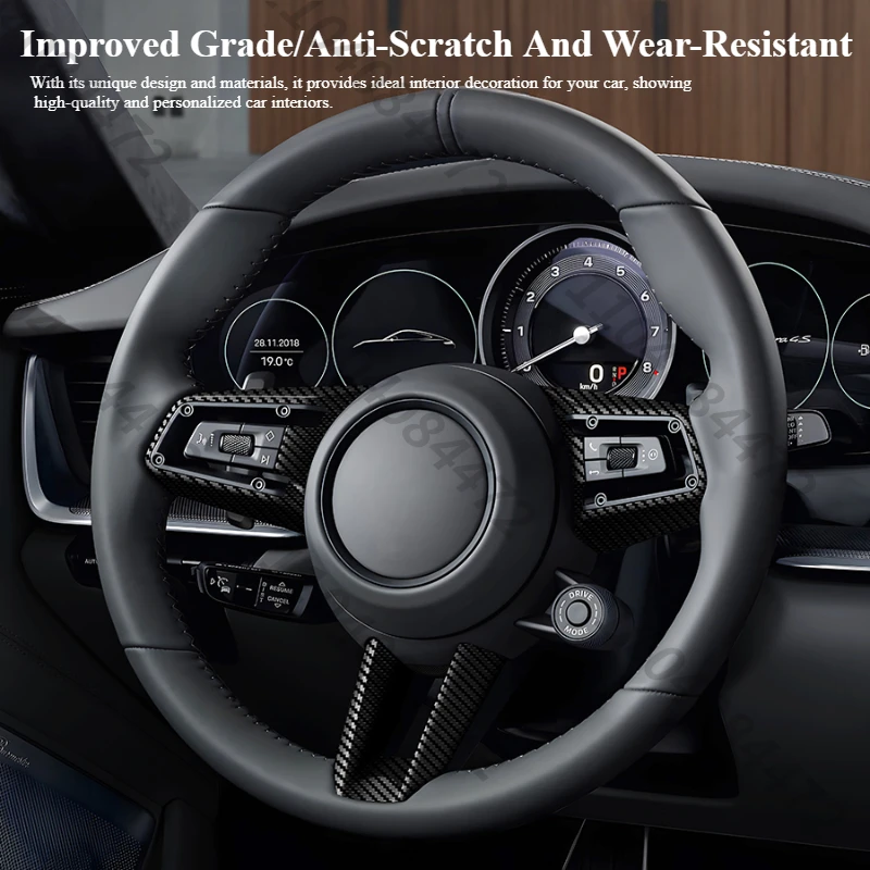 Carbon Fiber Car Styling Interior Steering Wheel Cover Frame Decoration Trim For Porsche Cayenne Macan Panamera