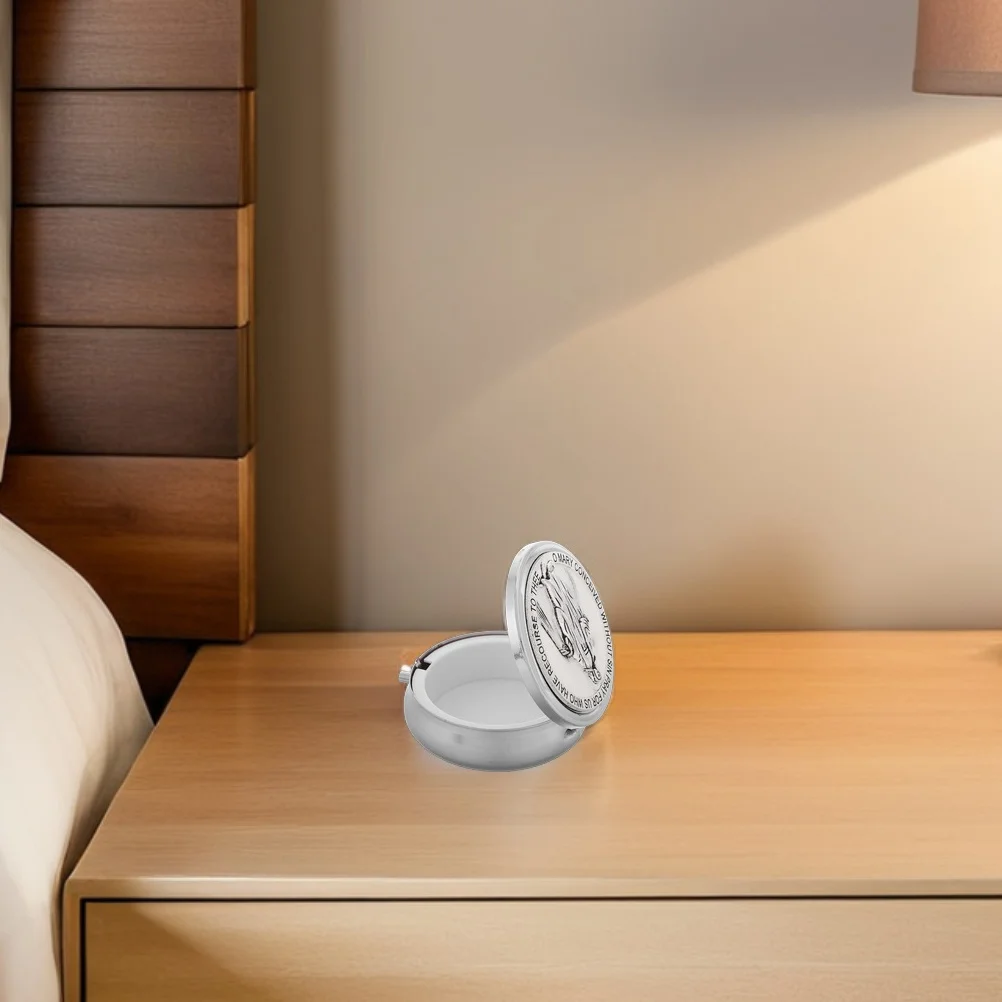 

2Pcs Portable Rosary Case Zinc Alloy Mini Catholic Jewelry Box Keepsake Holder for Communion Sacrament Travel Small Jewelry Box