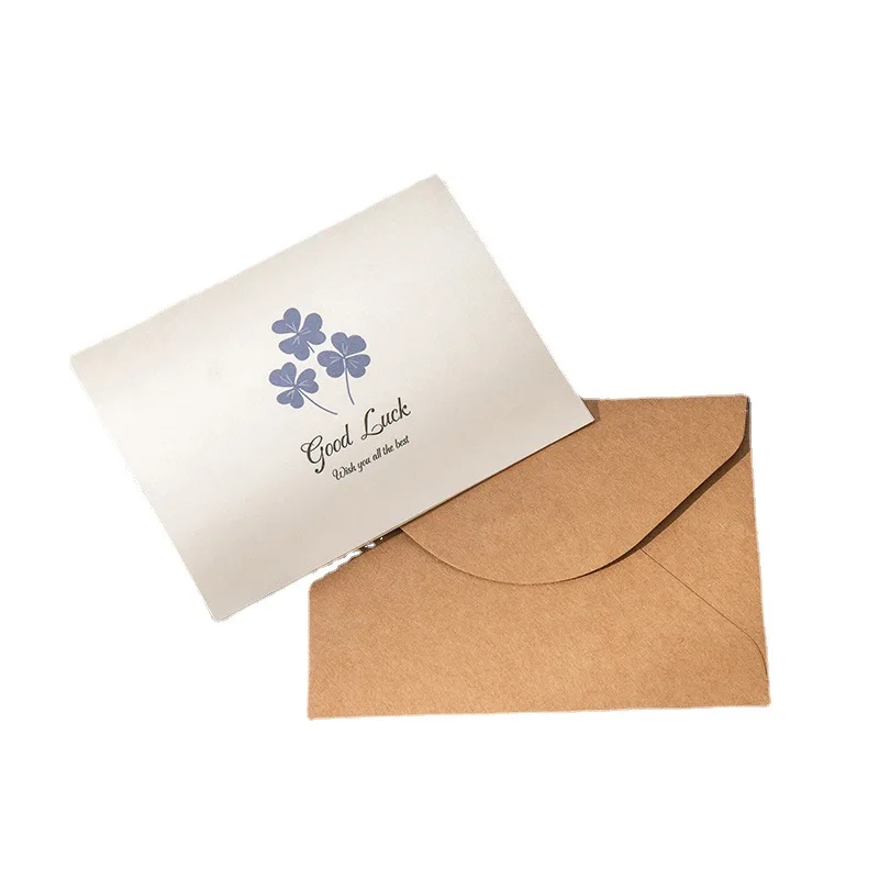 10PCS Graduation Season Greeting Card Birthday Gratitude Blessing Card Small Holiday Business Kraft Paper Message Card Envelope