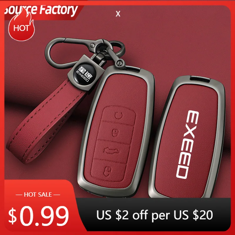 

Car Stickers Zinc Alloy Car Dedicated Leather Key Case For Chery EXEED RX Suv 2023-Present Holder Shell Remote Keychain Acc