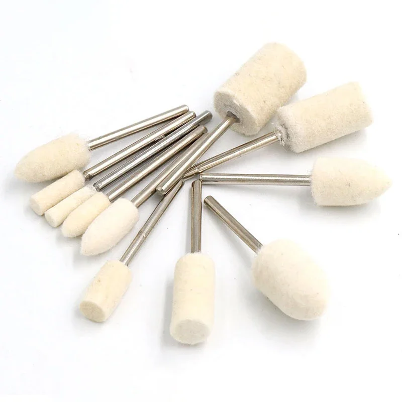 5pcs OD 3-25mm Wool Felt Mounted Polishing Buffing Wheel 2.35/3mm Shank Grinding head For Dremel Drill Rotary Tools