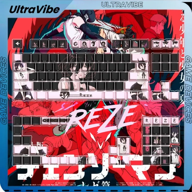 

Reze Pink Keycaps Chainsaw Man - The Movie: Breeze Arc Movie Peripherals Keycap Sublimation Pbt Mechanical Keyboard Keycaps