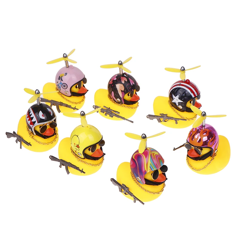 

Car Duck With Helmet Broken Wind Pendant Small Yellow Duck Road Bike Motor Helmet Riding Cycling Accessories Without Lights