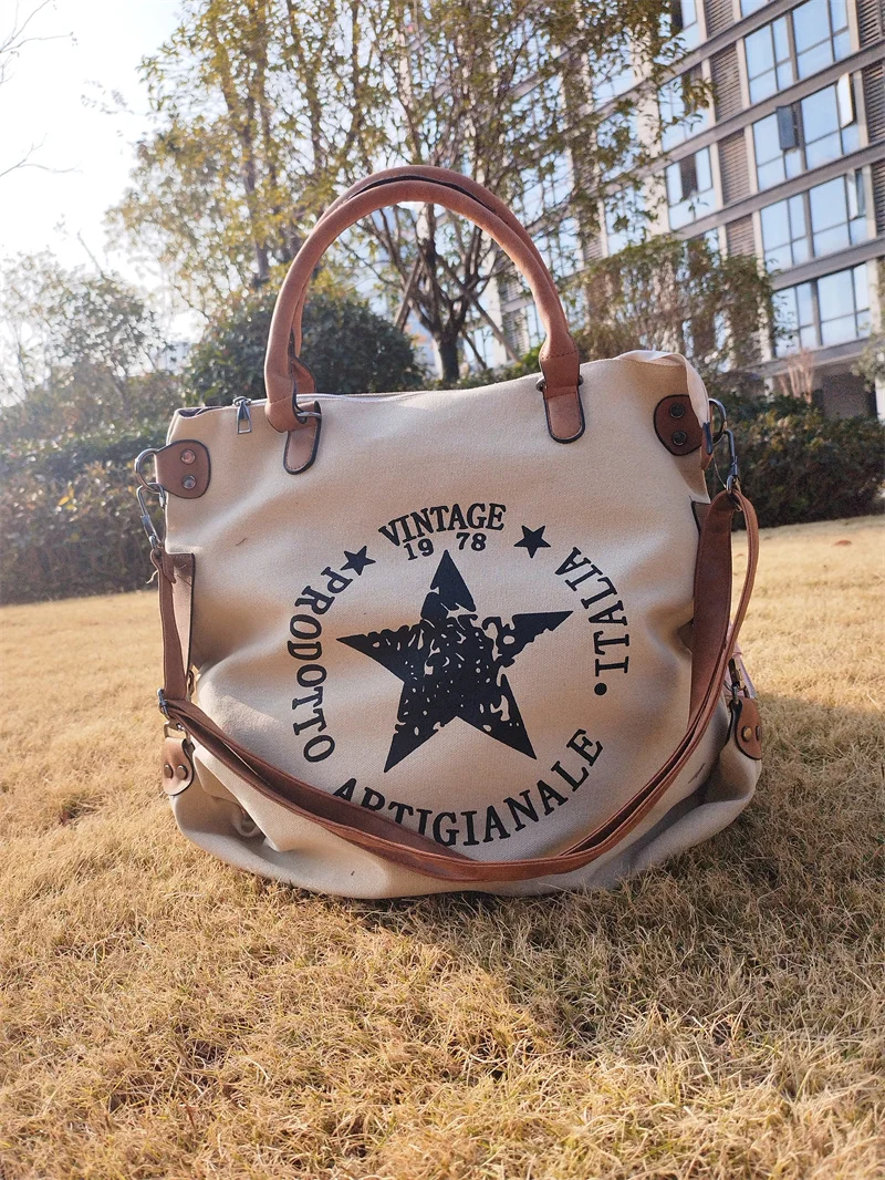 2024 Top Quality Women Printed Star Shoulder Bags Large Size Canvas Travel Bags Multifunctional Letters Bags Drop Shipping