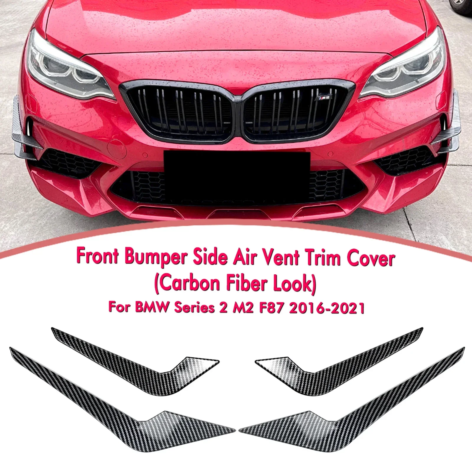 

New！ For BMW 2 Series M2 F87 2016-2021 Front Bumper Side Air Vent Trims Car Fog Light Intake Frame Cover Spoiler Canards Splitte