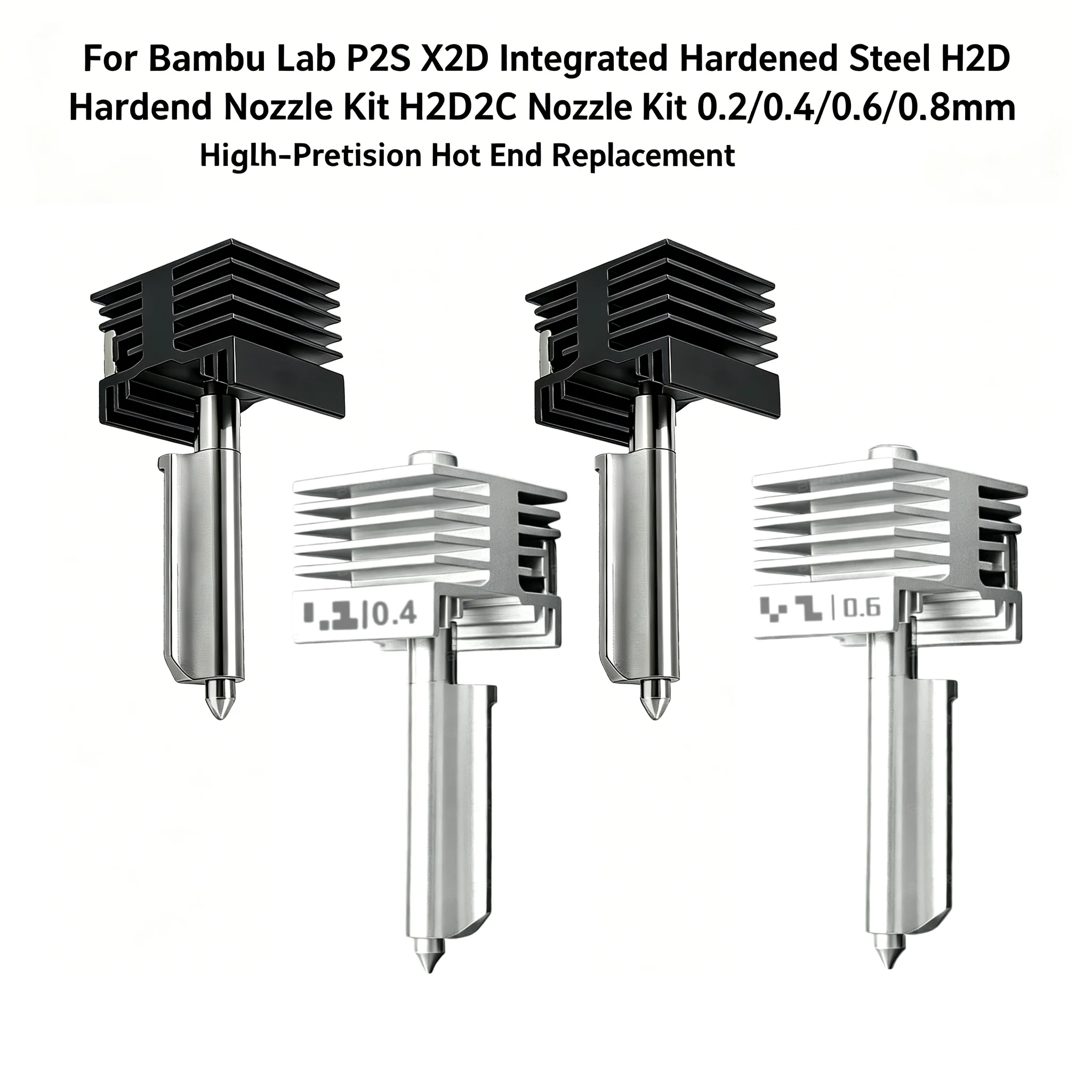 Upgrade für Bambu Lab P2S X2D Hotend Bambulab H2D H2S Düse 0.4 0.6 0.8 Hot-End-Kit Qualitätsgarantie H2D H2C Zubehörteile – Detail 1