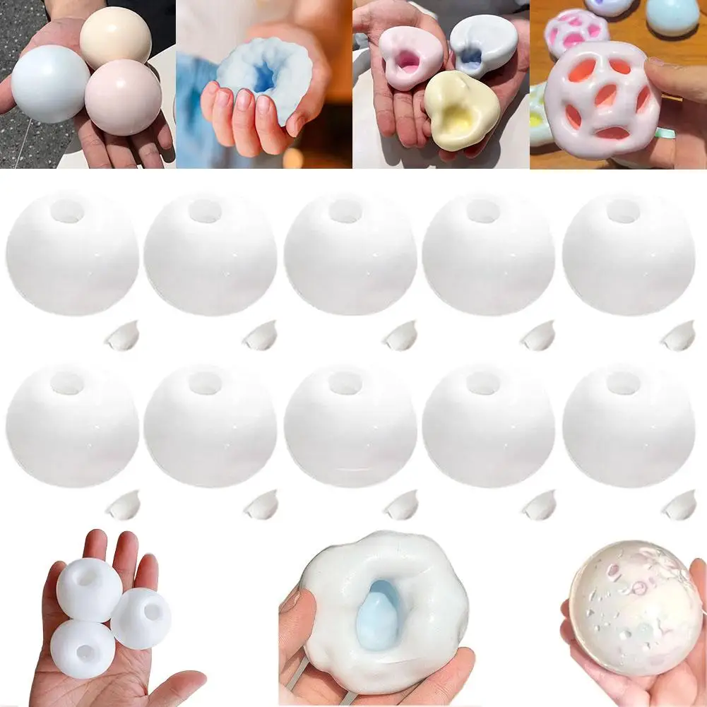 10Pcs DIY Handmade Empty Squeeze Ball Soft Slow Rebound Design Creative Stress Relief Ball Making Kit Relaxation Toys