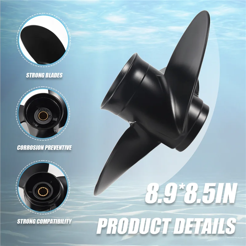 

AU34-8.9X8.5 Черный подвесной гребной винт для 2-тактного моторного лодки Tohatsu 9,8 л.с. из алюминиевого сплава 3B2-64517-0