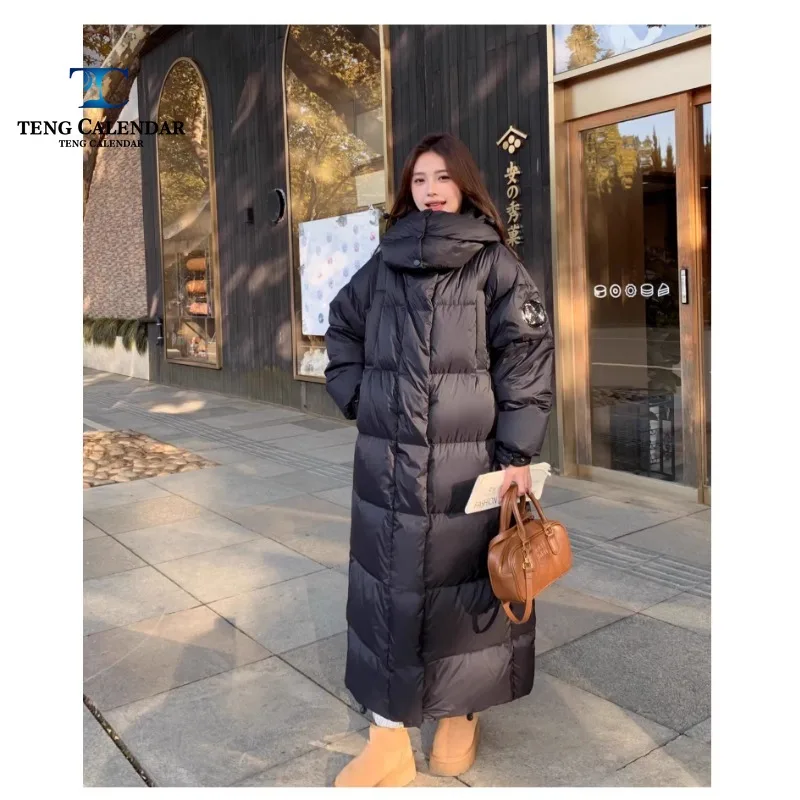 Winter Down Jacket, High-end Red Long Style with Knee High Thickness, 90 White Duck Down Bread Jacket, Women's 2024 New Model