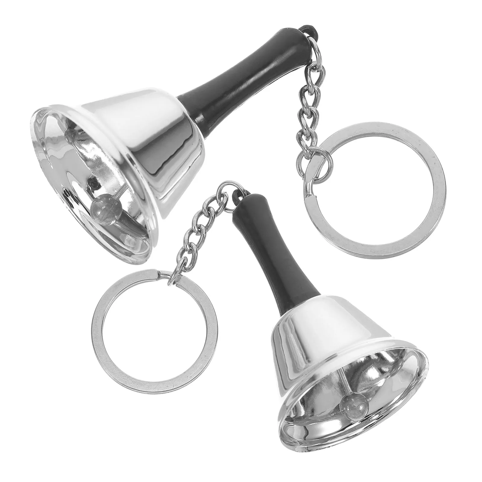 2Pcs Early Education Keychain Bells Metal Hand Bells for Christmas Mini Call Bell Keyrings Restaurant Dining Service