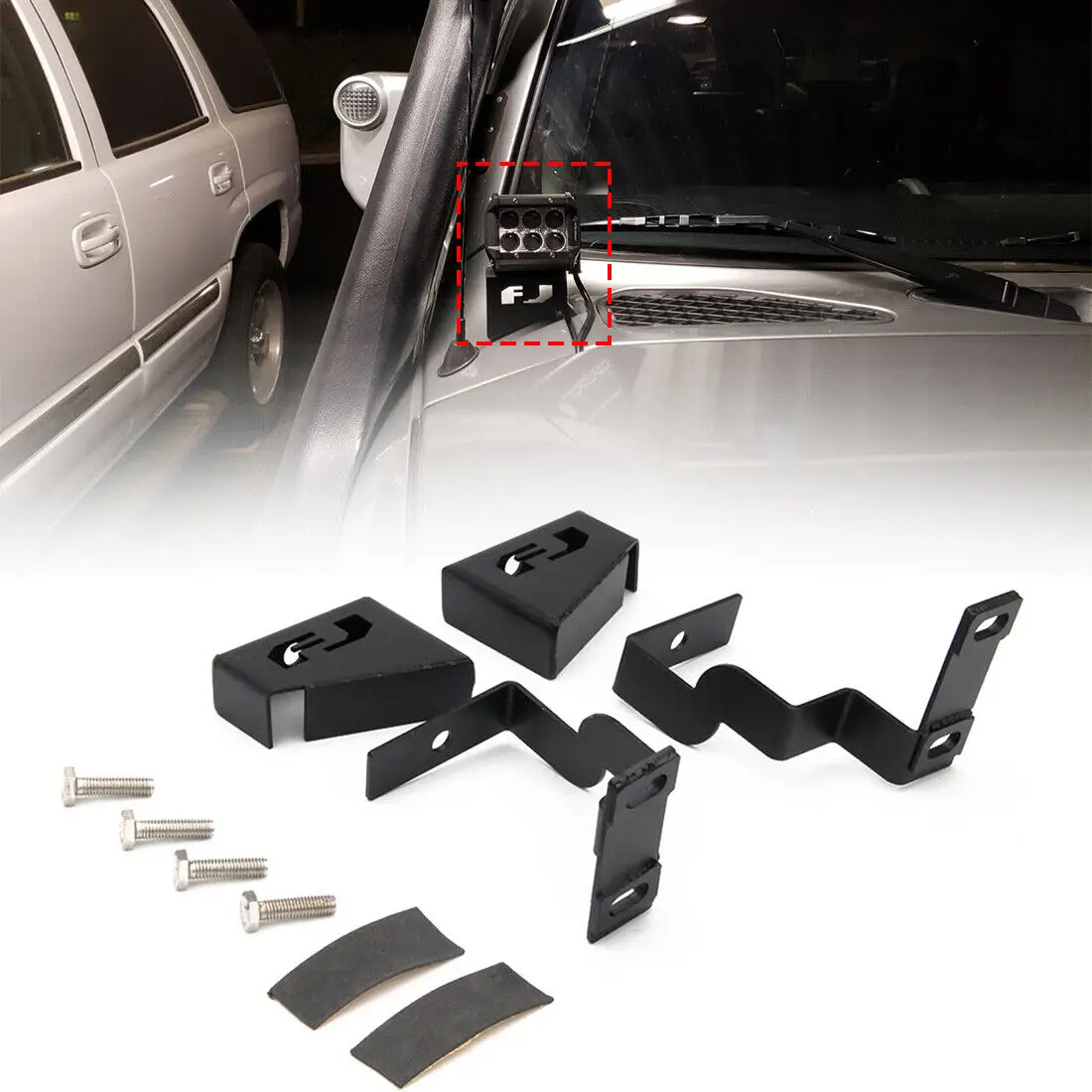 

New 4x4 Accessories Windshield Hinge Mounting Brackets Off Road Dual A-Pillar Light Mounts for Toyota FJ Cruiser