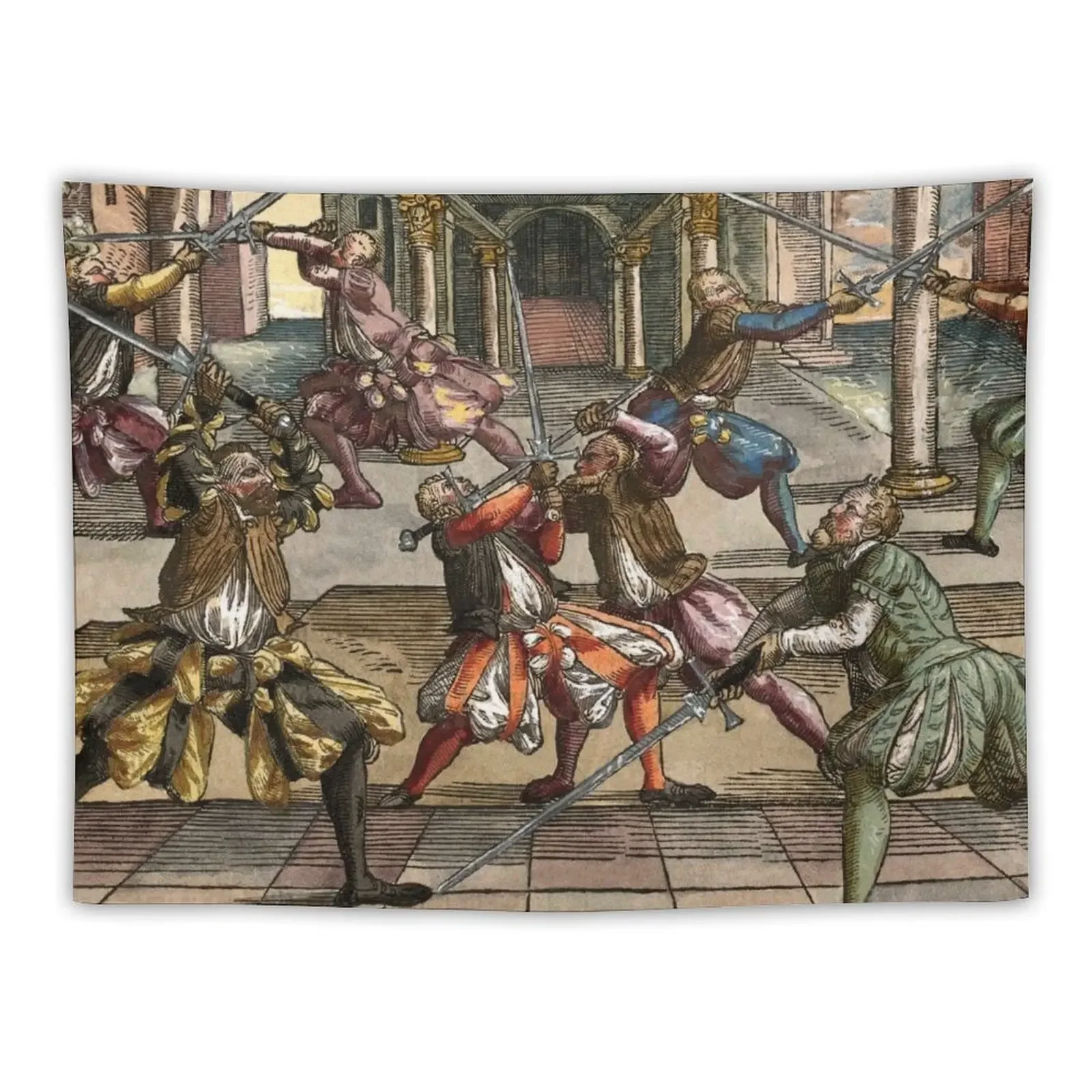 Joachim Meyer Sword Fighting Fechtschule C Tapestry Room Decor For Girls Room Decoration Korean Style Room Decorations Tapestry