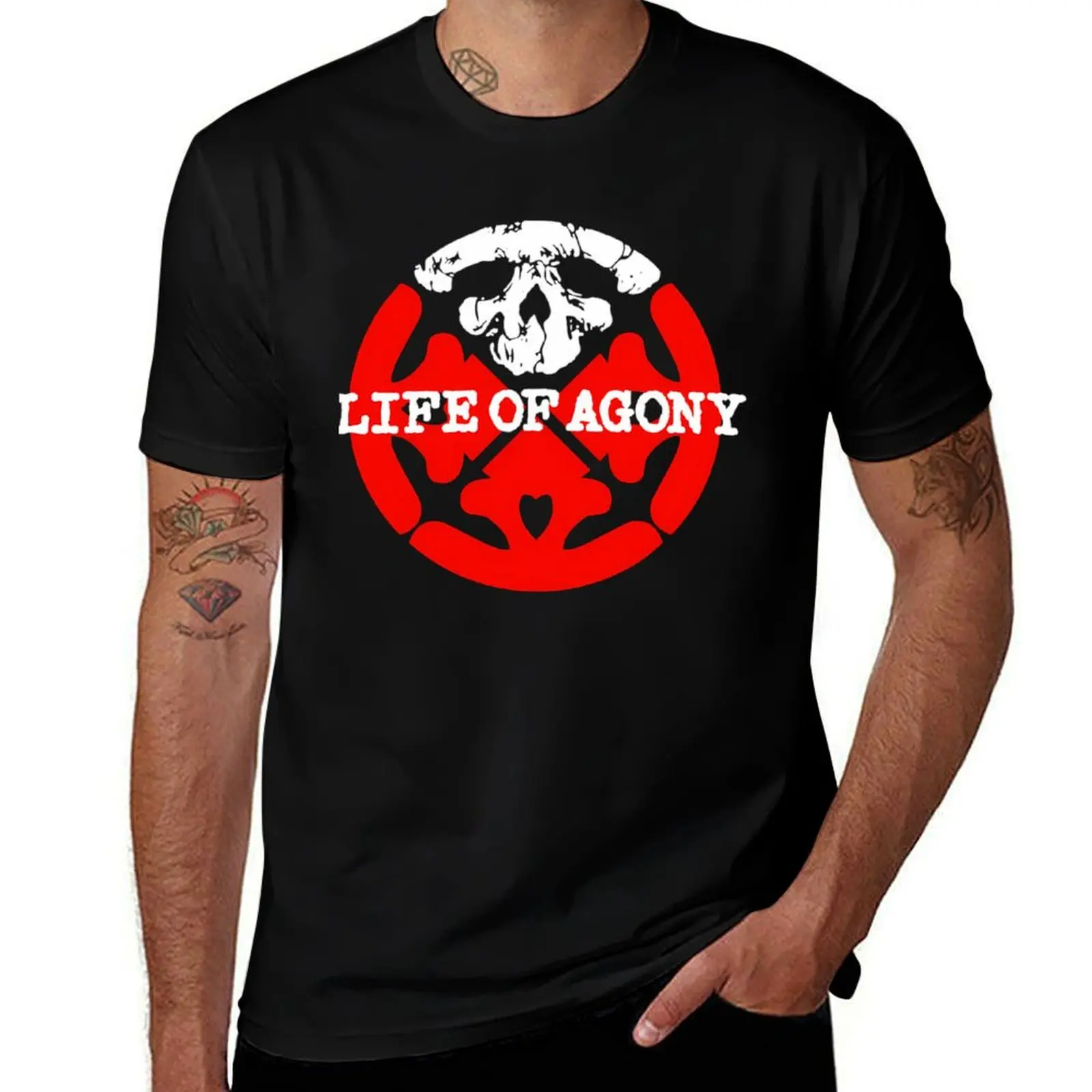 Red Logo Life Of Agony T-Shirt t shirts for man pack cotton t shirt man cotton T-shirt
