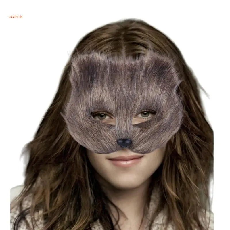 N1HE Kunstpelze Füchse Schwanz Katzen Maske Tier Füchse Maske mit Schwanz Schlüsselanhänger Therian Maske und Schwanz Set Party