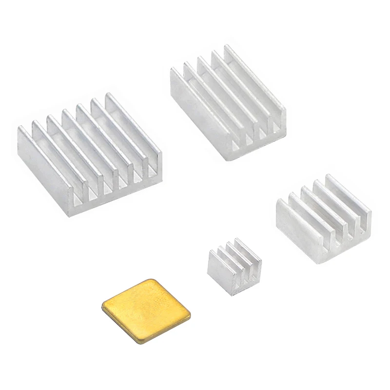 5PCS อลูมิเนียมฮีทซิงค์หม้อน้ํา Cooler สําหรับ Raspberry Pi 4B ทองแดงบริสุทธิ์อลูมิเนียมฮีทซิงค์ชุดสําหรับ Raspberry Pi 2/3/4 3B +