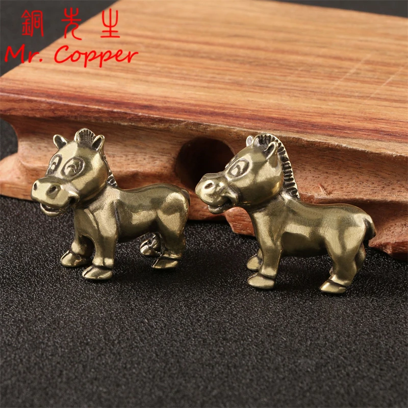 Vintage Farm Animals Cute Pony Miniature Figurines Cartoon Home Decor Zodiac Horse Small Ornament Vintage Tea Pets Crafts