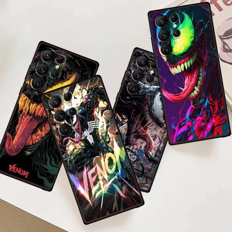 

Marvel Venom Anime For Samsung Galaxy S25 S24 S23 S22 S21 S20 S10 Ultra Plus FE 5G Black Soft TPU Cover Phone Case