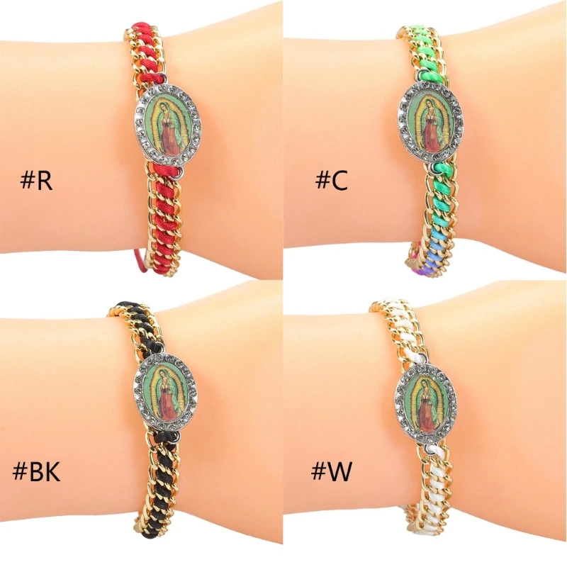 Religion Alloy Virgin Mary Handmade Braid Bracelets Are Given To Men Or Women As Gifts And Prayer 4 Color Can Choose