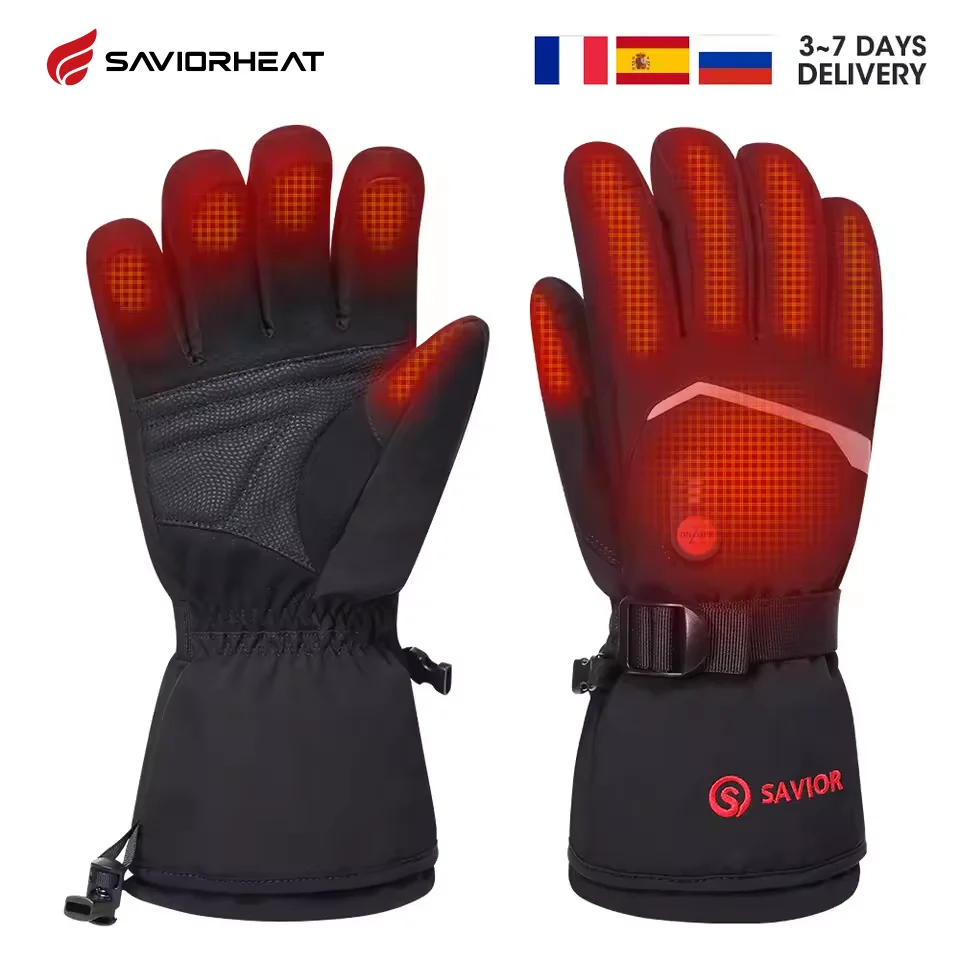 SAVIOR Heated Gloves 7.4V Electric Rechargeable Heated Gloves Waterproof Skiing Cycling Hiking Winter Warm Gloves Heated