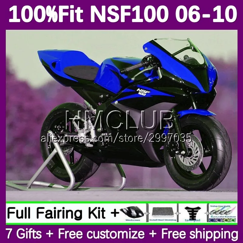 Injection Fairing For HONDA NSF 100 NSF100 06 07 08 09 10 31No.82 blue stock NSF-100 2006 2007 2008 2009 2010 Fiberglass Race