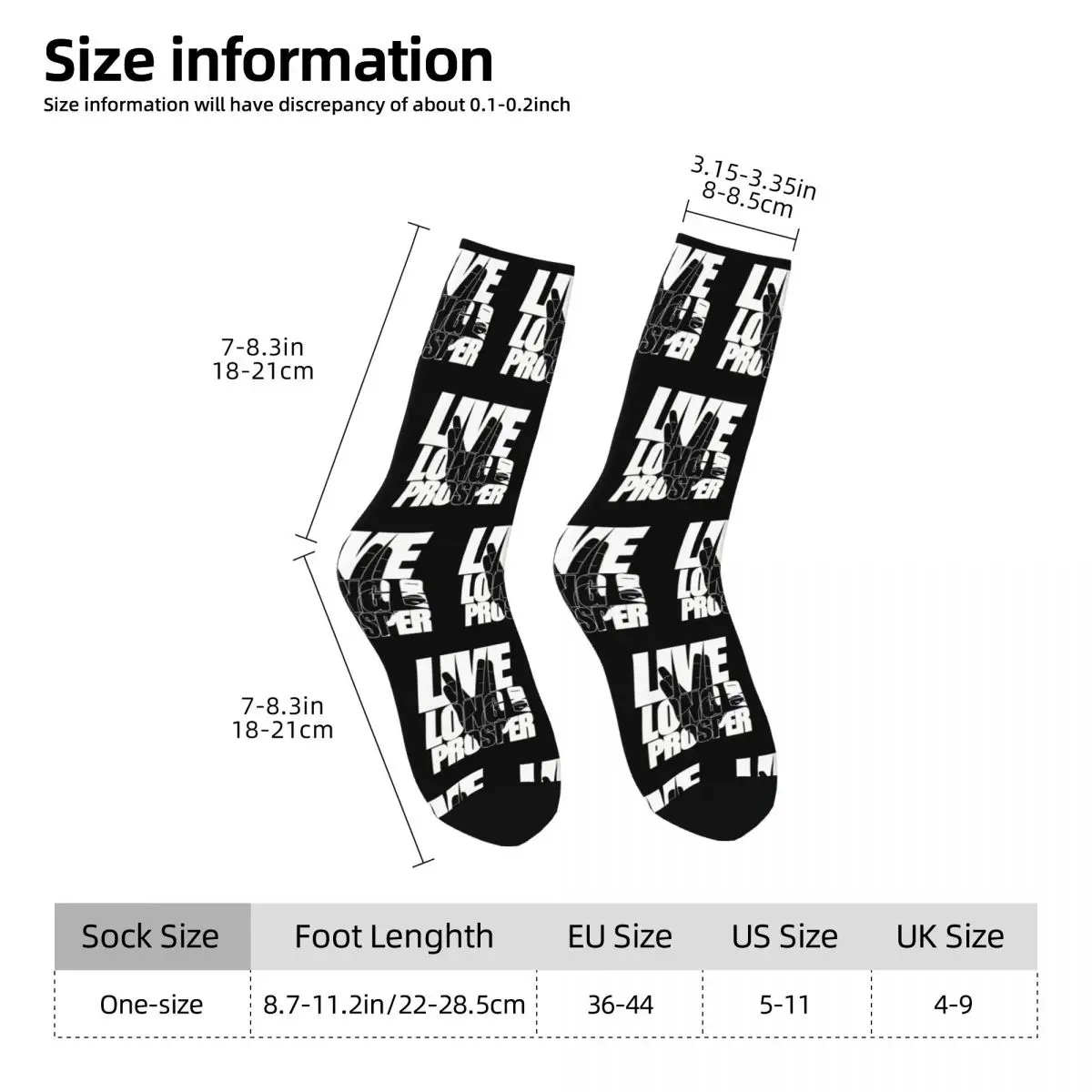 Happy Men's Socks LIVE LONG AND PROSPER Vintage Starr Trrekk Harajuku Seamless Crew Sock Gift Pattern Printed