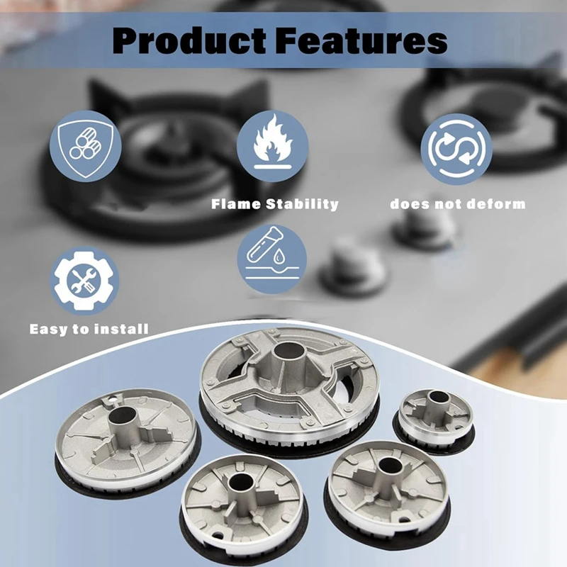 مجموعة أغطية موقد غاز الموقد ، استبدال الأغطية العلوية ، متوافقة مع موقد السفاف ، 5 PS