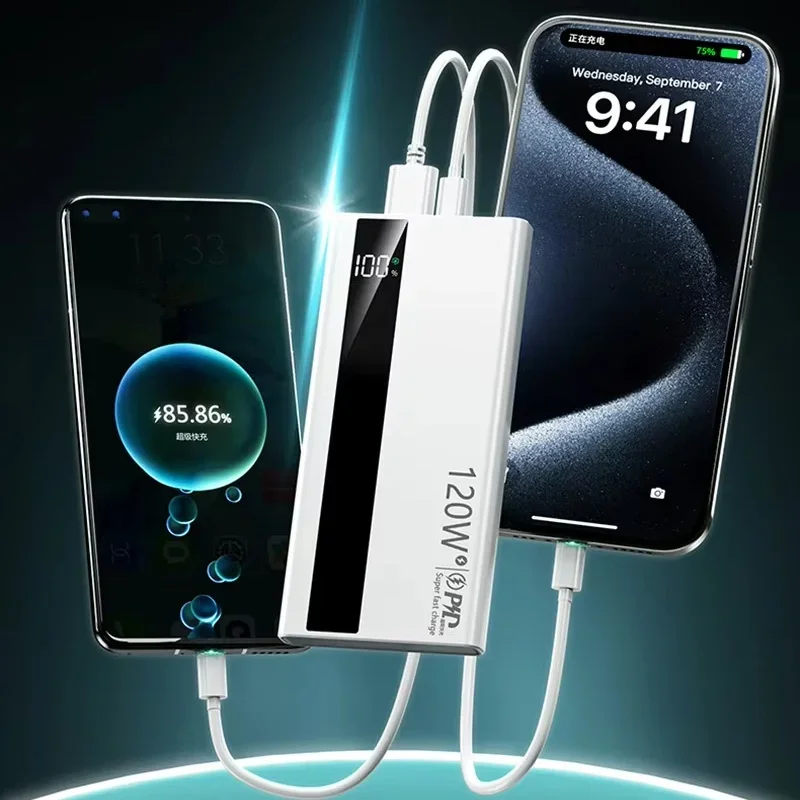 200000 باور بانك mAh 120W، بطارية شحن سريعة للغاية، شاشة رقمية عالية السعة لهاتف Xiaomi Iphone Samsung Huawei