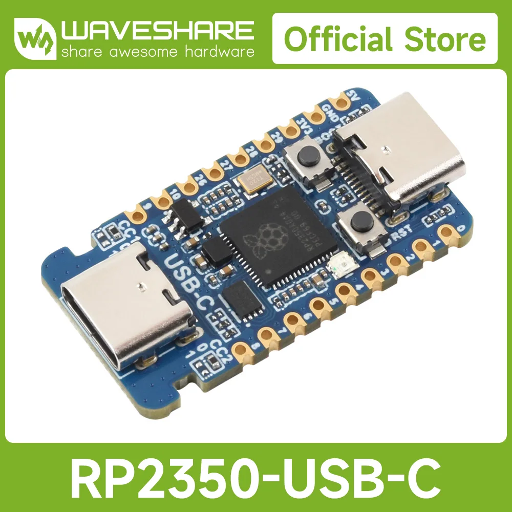 Waveshare RP2350-USB-C Microcontroller Development Board Based On Raspberry Pi RP2350A, Dual-Core Dual-Architecture