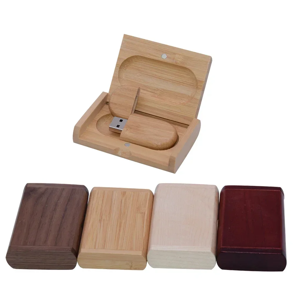 30pcs/lot Customize Logo USB Flash Pen Drive 8GB 16GB 32GB 64GB Pendrive Maple Walnut Wood Pen Drives Photography Wedding Gifts