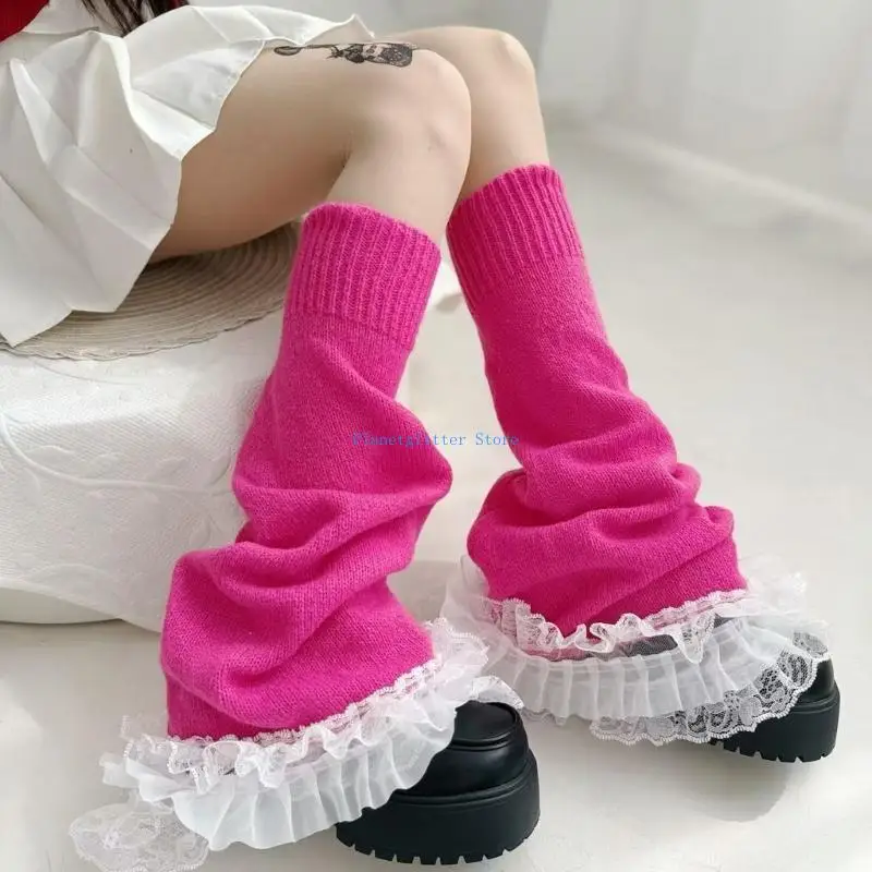 652B Urocze, falbankowe ocieplacze na nogi Dziane nakładki na buty Skarpetki na imprezę Cosplay