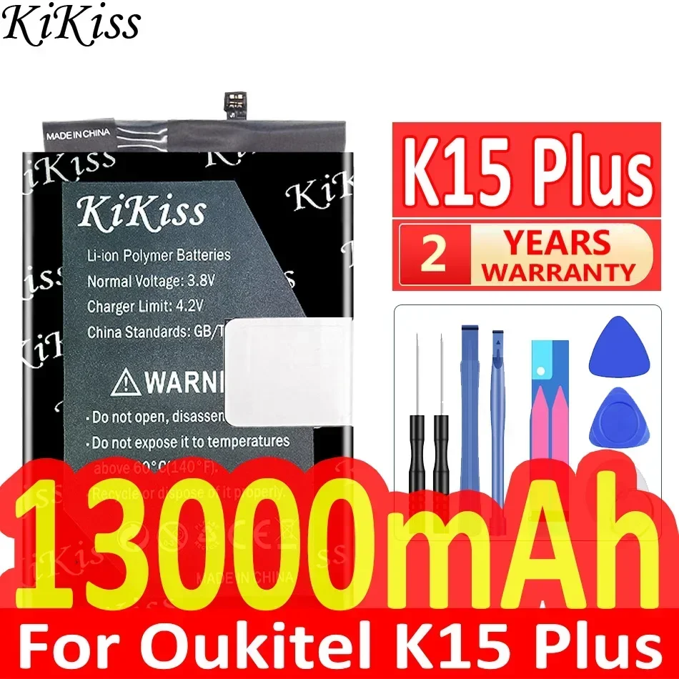 Kikiss-oukitel用バッテリー,13000mah,k15 plus,k15plus