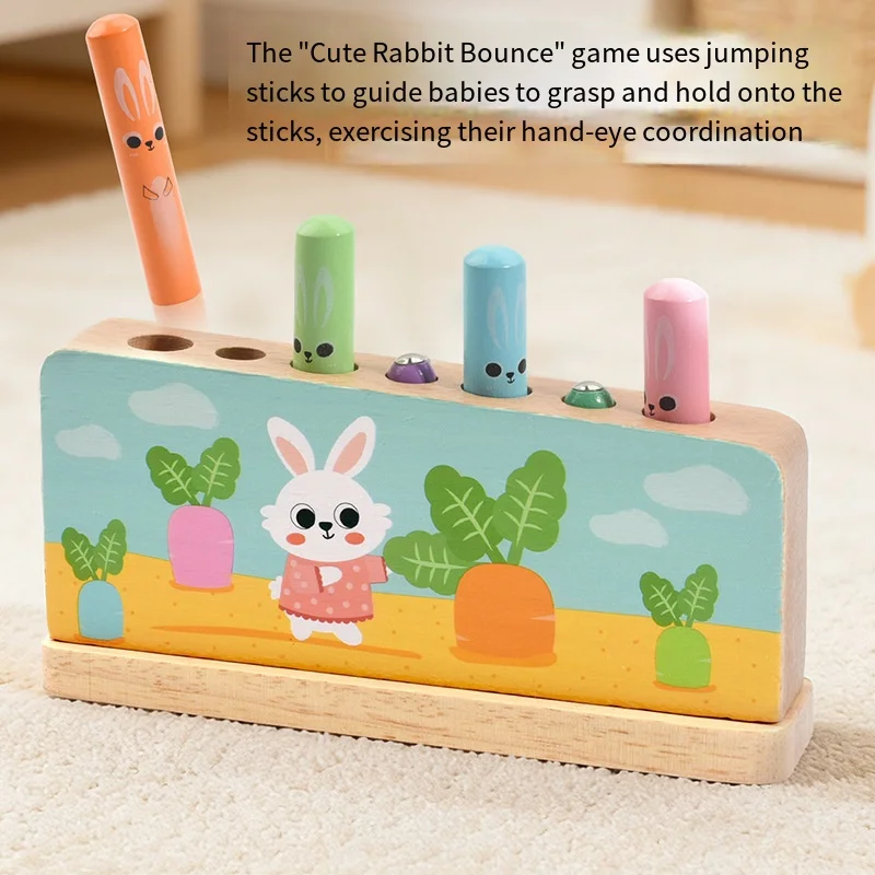 

Rabbit Jumping Game Sticks - Preschool Toddler Early Education Toys for Hand-Eye Coordination & Tabletop Puzzle Building Blocks
