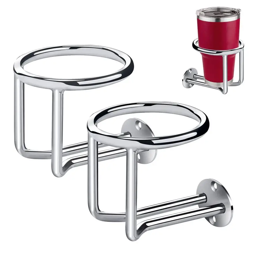 

PCS Boat Ring Cup Holder Stainless Steel Ringlike Drink Holder for Marine Yacht