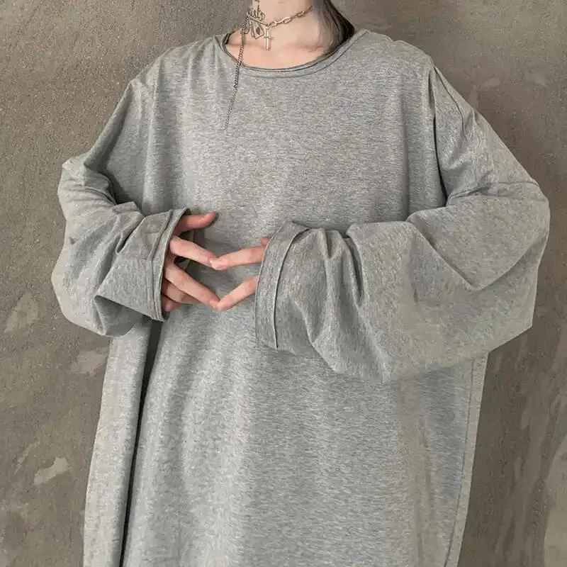 plus Size 300 Pounds Fat MM Hoodie Women's Loose Long Sleeve Spring Autumn Korean Harajuku Style Design Sense Asymmetrical Top