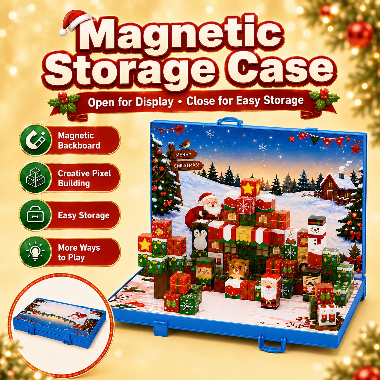 Magnetic Storage Multifunction Box Double-sided Magnetic Attachment Storage Box for Magnetic Building Block Christmas Gift
