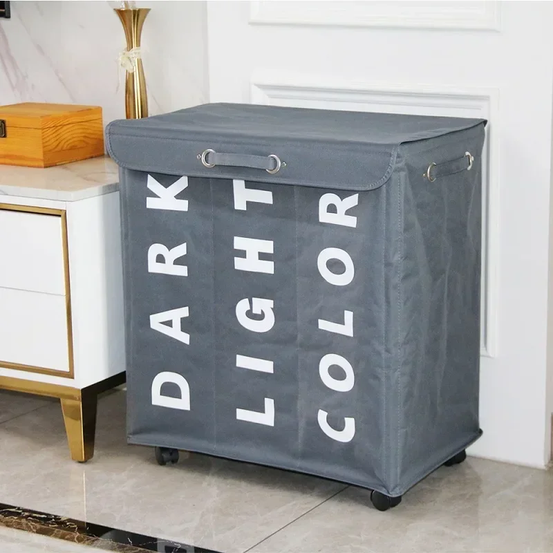 

Fashion Divided Laundry Hamper, Waterproof Clothes Organizer, Bedroom Folding Laundry Basket with Lid, Home Storage Solution