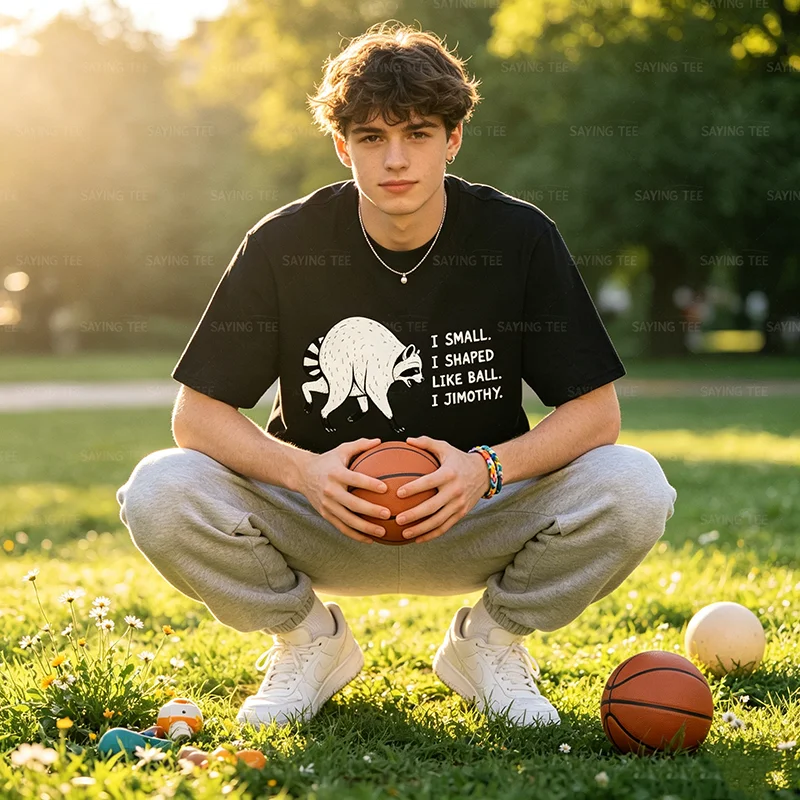 Jimothy Raccoon I Shaped Like Ball Short Spine Lustiges Geschenk-T-Shirt Y2k Trash Panda Wildlife Graphic Saying Tee HOT JIMOTHY Summer – Detail 5