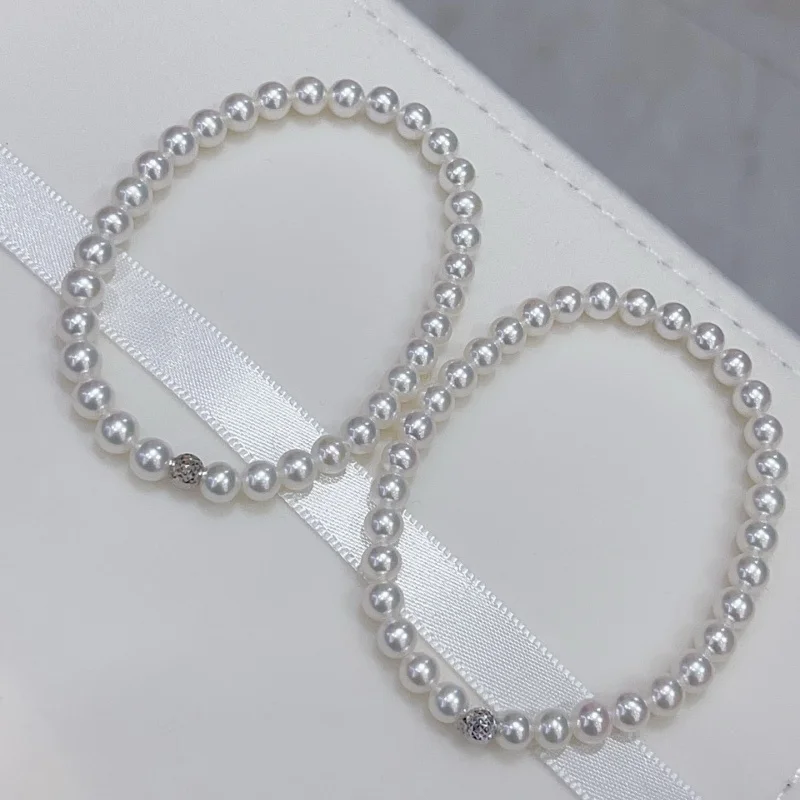 

SGARIT Trendy Design Pearl Jewelry 4-5mm 18k Gold Natural Freshwater Round Pearl Bracelet Jewellery for Gift ST04