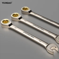 YLONDAO New Key Wrench Flexible Golden Ratchet Wrenches Torque Universal Spanners for Car Repair Tools Metric Hand Tool