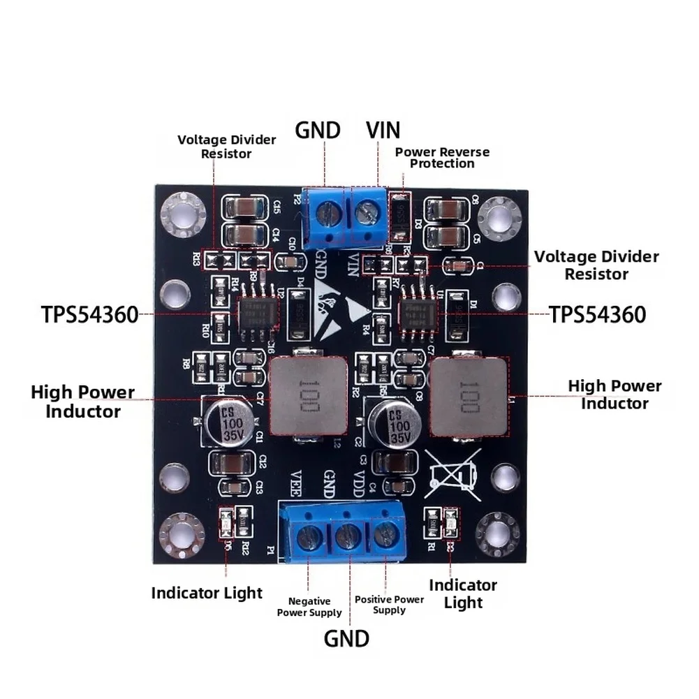 Dual Output Switching Power Supply Module 15V Low Ripple Voltage Positive Negative Voltage Regulated Low Ripple Power Board